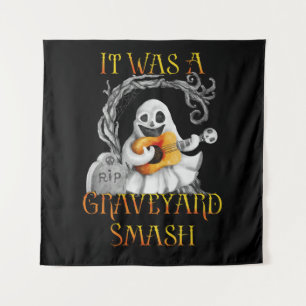 Halloween Monster Mash Ghost Graveyard Smash Tapestry