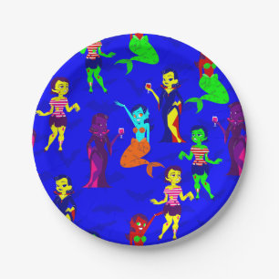 halloween monster mermaid vampire zombie girls paper plate