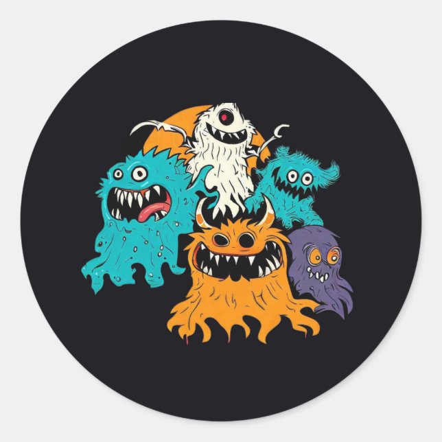 Halloween/Monster/October/Fall  Classic Round Sticker (Front)