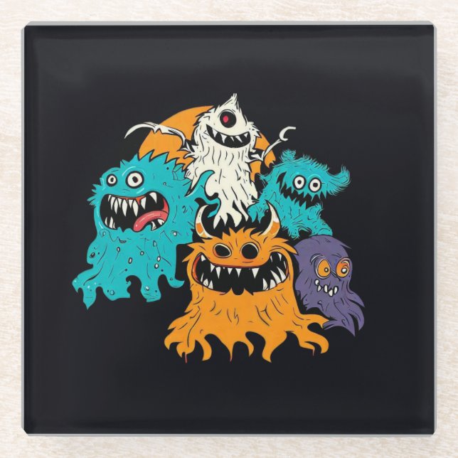 Halloween/Monster/October/Fall  Glass Coaster (Front)