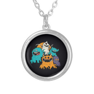 Halloween/Monster/October/Fall  Silver Plated Necklace
