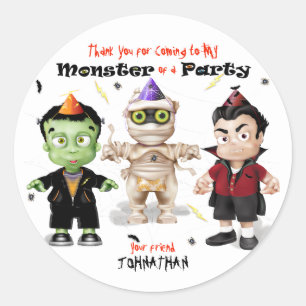 Halloween Monster Party Classic Round Sticker
