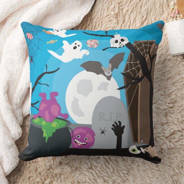 Halloween Monster Scene Cushion (Blanket)