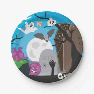 Halloween Monster Scene Paper Plate