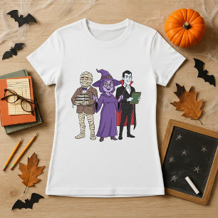  Halloween Monster Teacher Squad Teachers Staff  T-Shirt