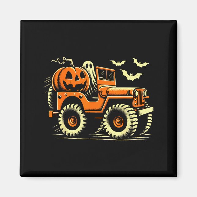 Halloween Monster Truck Ghost  Magnet (Front)