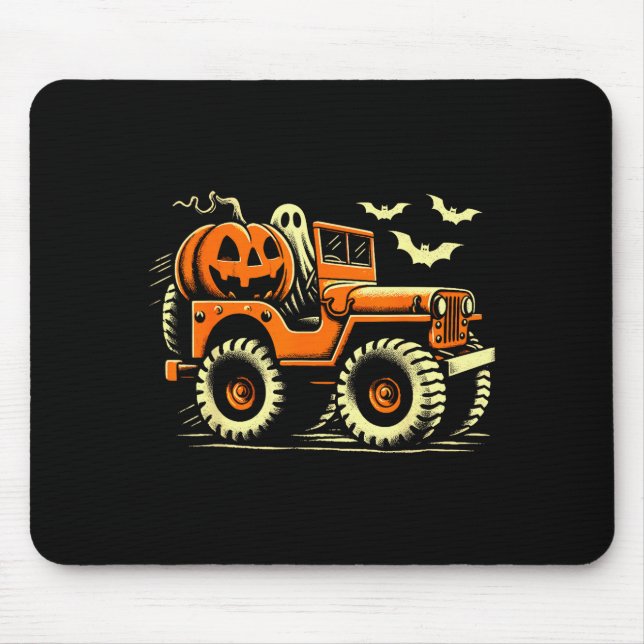 Halloween Monster Truck Ghost  Mouse Mat (Front)