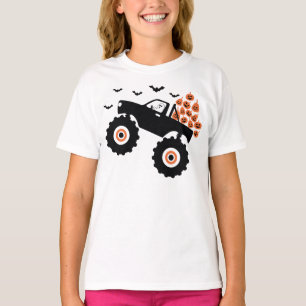 Halloween Monster Truck Ghost Spooky  Kids Boys T-Shirt