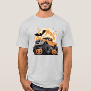 Halloween Monster Truck Jack-o'-Lanterns and Bat T-Shirt