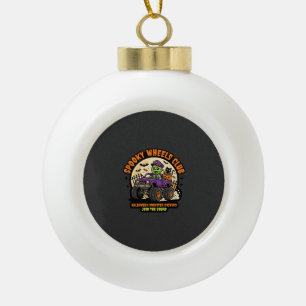 Halloween Monster Truck Night Ceramic Ball Christmas Ornament