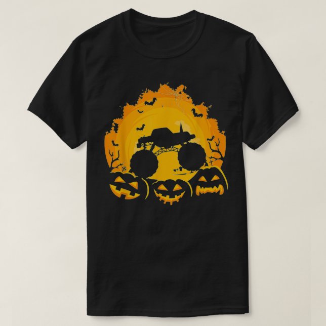Halloween Monster Truck Pumpkin Costume For Boys T T-Shirt (Design Front)