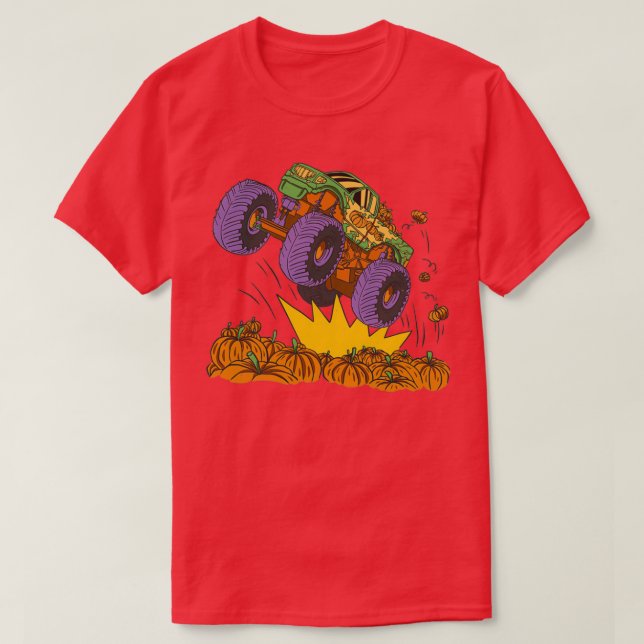 Halloween Monster Truck Pumpkins Kids 1 T-Shirt (Design Front)