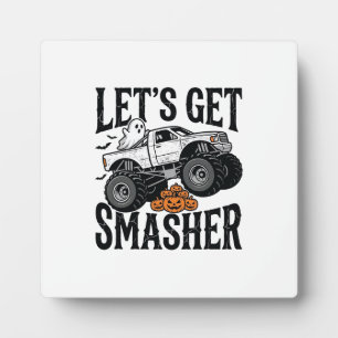 Halloween Monster Truck Smasher Vintage Shirt Desi Plaque