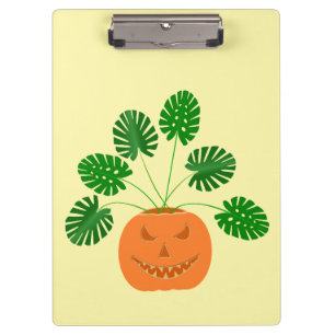 Halloween Monstera Plant in Pumpkin Clipboard