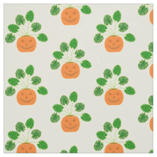 Halloween Monstera Plant in Pumpkin Patterned Fabric