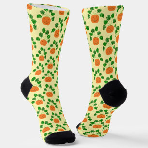 Halloween Monstera Plant in Pumpkin Patterned Socks
