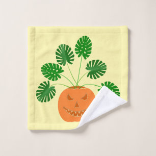 Halloween Monstera Plant in Pumpkin Wash Cloth