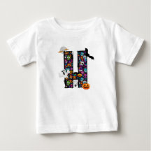 Halloween monsters letter H baby t-shirt