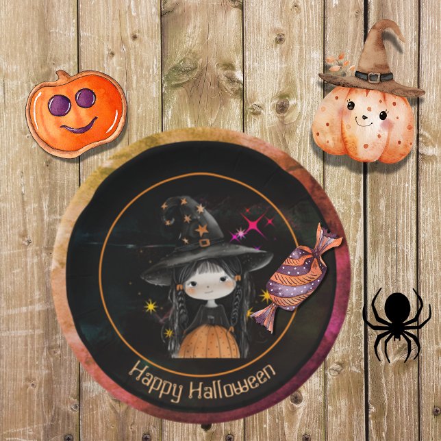 Halloween Monsters Little Witch Paper Plate (Halloween Monsters Little Witch Paper Plates)