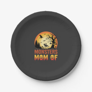 Halloween Monsters Mum of Skeleton Family Paper Plate