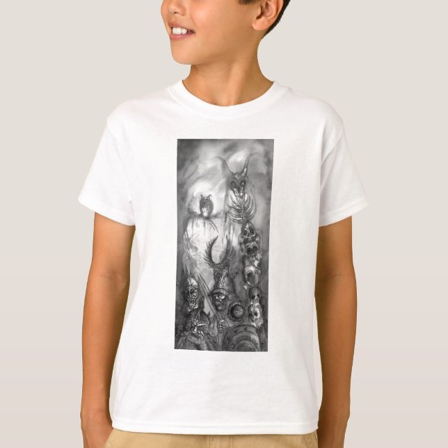 HALLOWEEN MONSTERS / ORK WAR Black White Fantasy T-Shirt (Front)