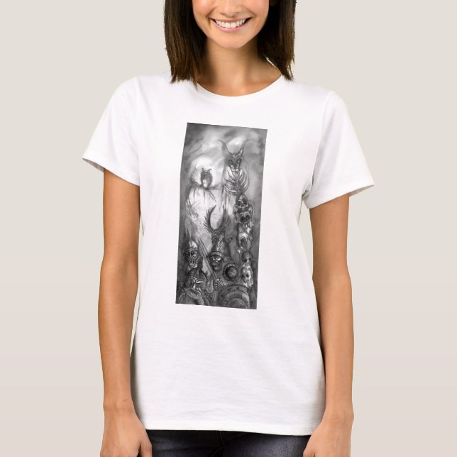 HALLOWEEN MONSTERS / ORK WAR Black White Fantasy T-Shirt (Front)