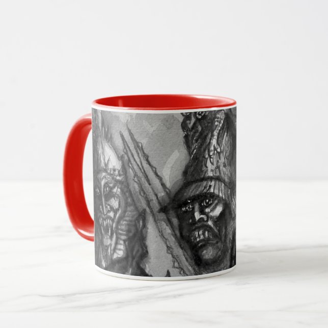 HALLOWEEN MONSTERS ORK WAR  Black White Red Mug (Front Left)
