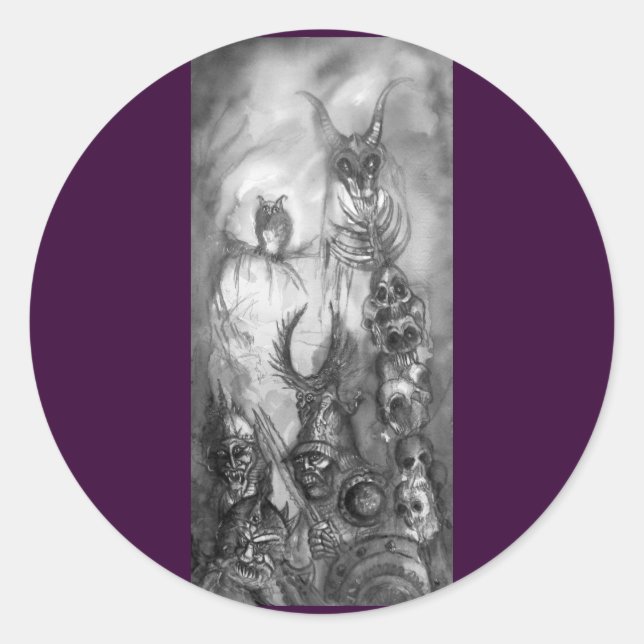 HALLOWEEN MONSTERS / ORK WAR Fantasy Classic Round Sticker (Front)