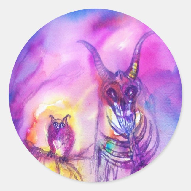 HALLOWEEN MONSTERS / ORK WAR Red Purple Fantasy Classic Round Sticker (Front)