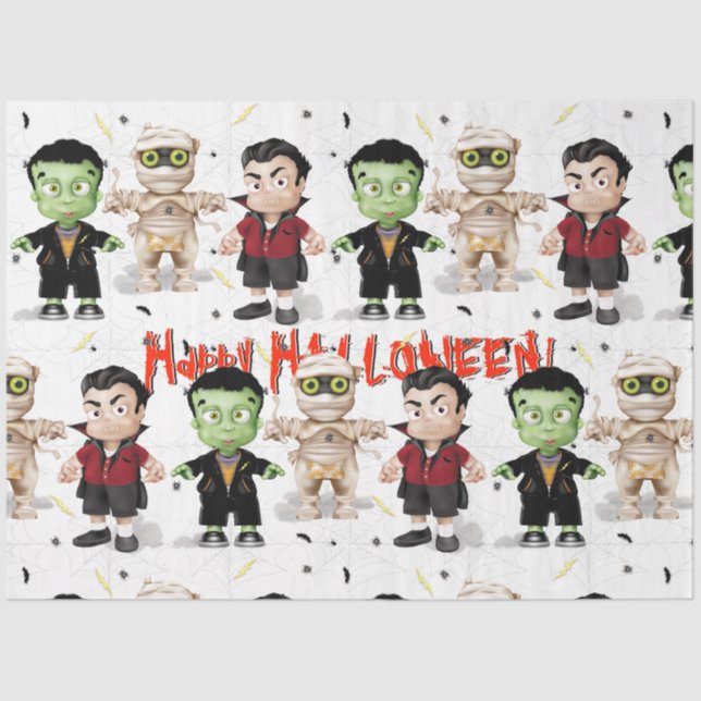 Halloween Monsters Party Tissue Paper (Front)