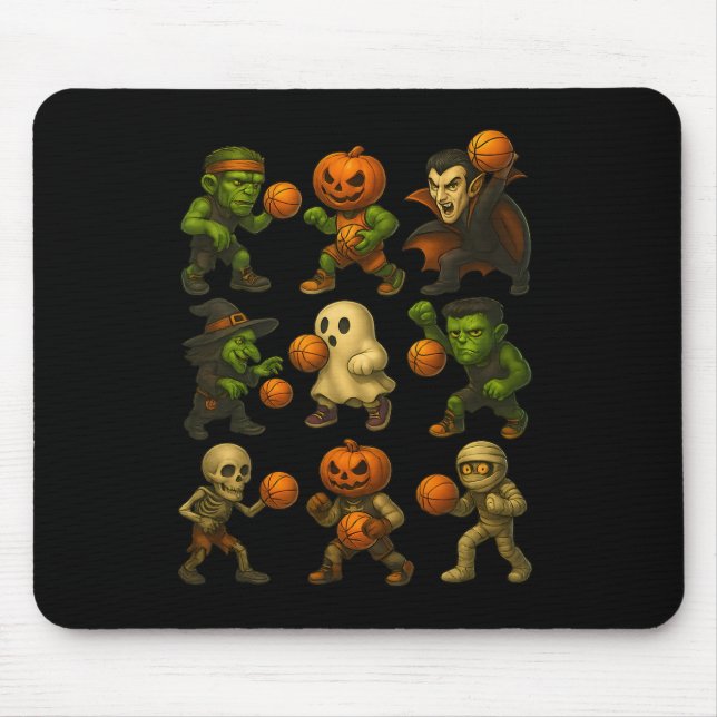 Halloween Monsters Playing Sketll Funny Costume  Mouse Mat (Front)
