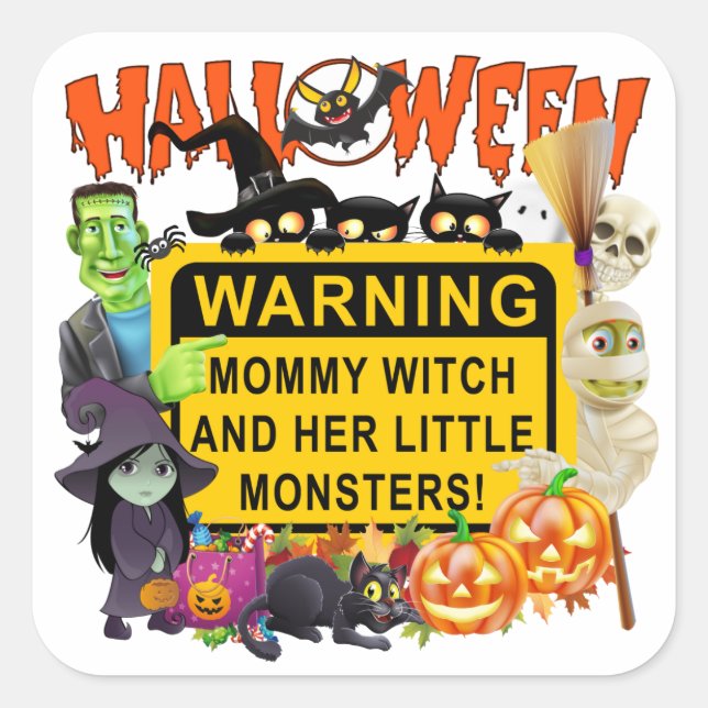 Halloween Monsters Square Sticker (Front)