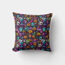 Halloween monsters throw pillow