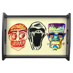 Ouija Board Black White Halloween Serving Tray Goth Creepy Skull NEW