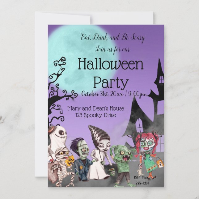 Halloween Monsters, Trick or Treat, Halloween  Invitation (Front)