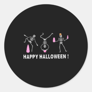 Halloween Montessori Teacher Skeleton Dancing Educ Classic Round Sticker