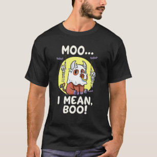 Halloween Moo I Mean Boo Ghost Cow T-Shirt