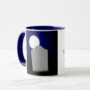 *** Halloween Moon and Tombstone Spooky Mug