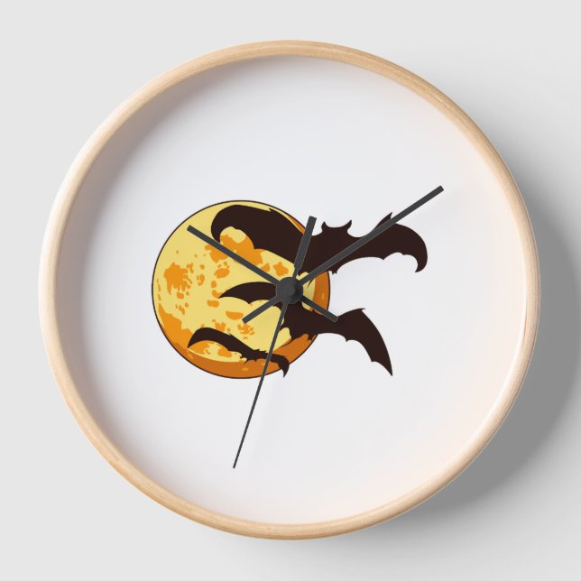 Halloween Moon & Bats Clock (Front)