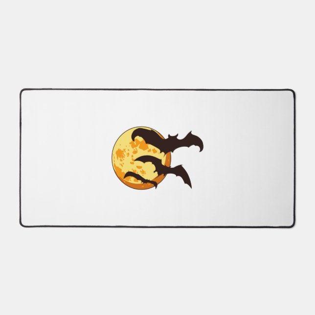 Halloween Moon & Bats Desk Mat (Front)