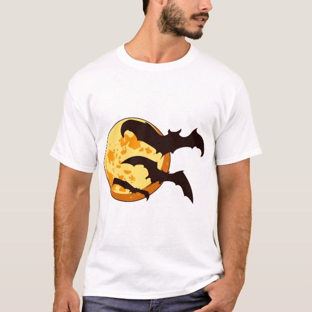 Halloween Moon & Bats T-Shirt (Front)