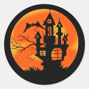 Halloween Moon Classic Round Sticker