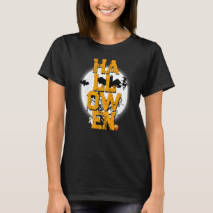 Halloween Moon Flying Witch Ghost Pumpkin Spooky T T-Shirt