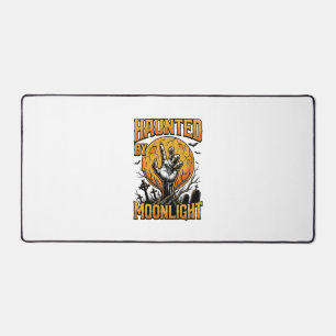 Halloween Moon Graveyard Vintage Engraving Shirt_1 Desk Mat
