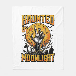 Halloween Moon Graveyard Vintage Engraving Shirt_1 Fleece Blanket