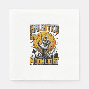 Halloween Moon Graveyard Vintage Engraving Shirt_1 Napkin