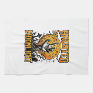 Halloween Moon Graveyard Vintage Engraving Shirt_1 Tea Towel