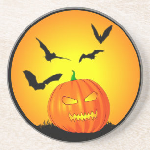 Halloween Moon Jack-O-Lantern Coaster
