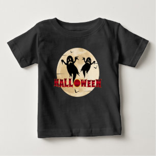 Halloween Moon Silhouette Ghosts Bats Baby T-Shirt