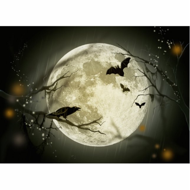 Halloween Moon Spooky Crows Photo Sculpture Magnet (Front)